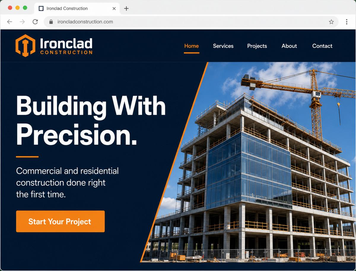 Construction Company Website demonstration mockup