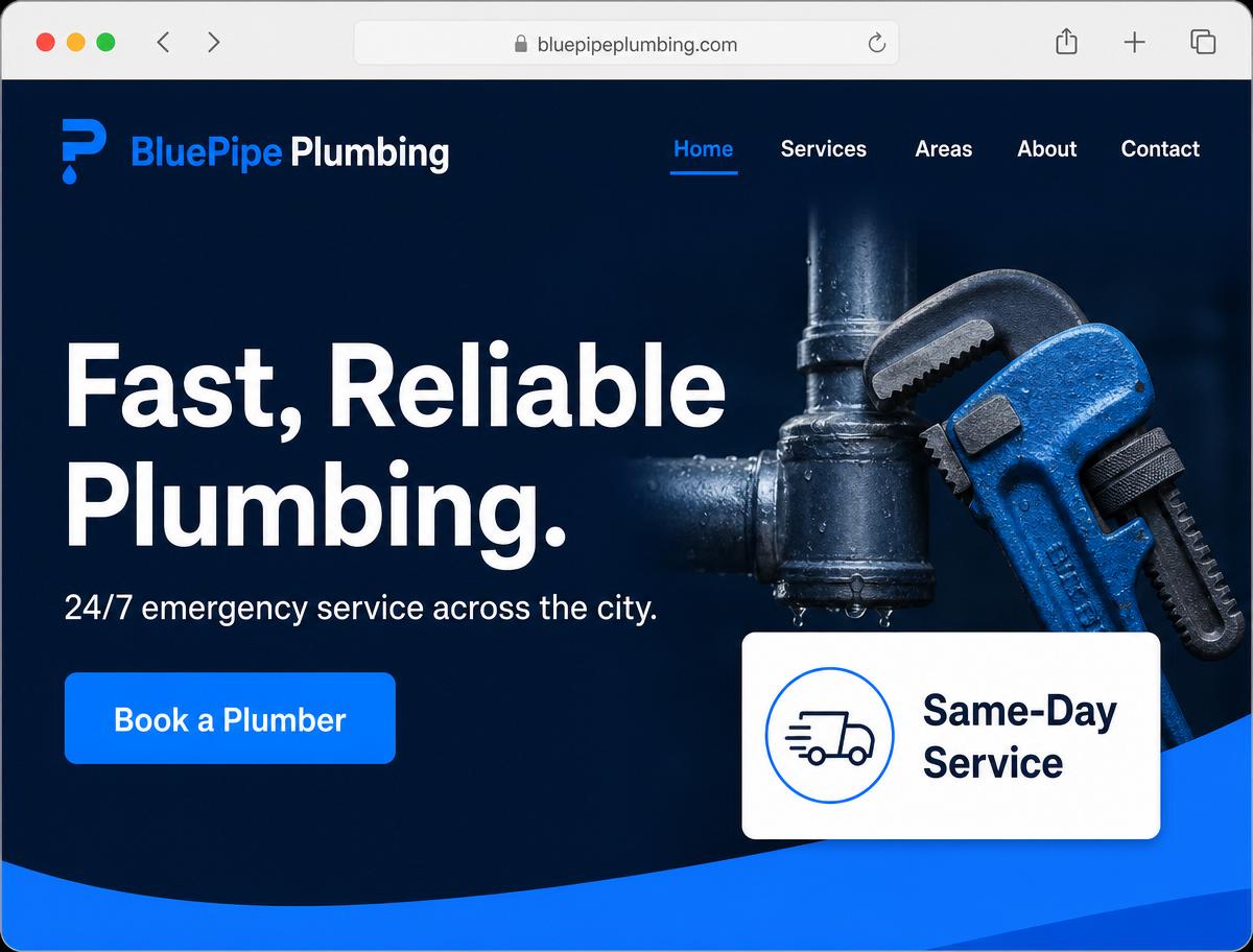 Plumbing Company Website demonstration mockup